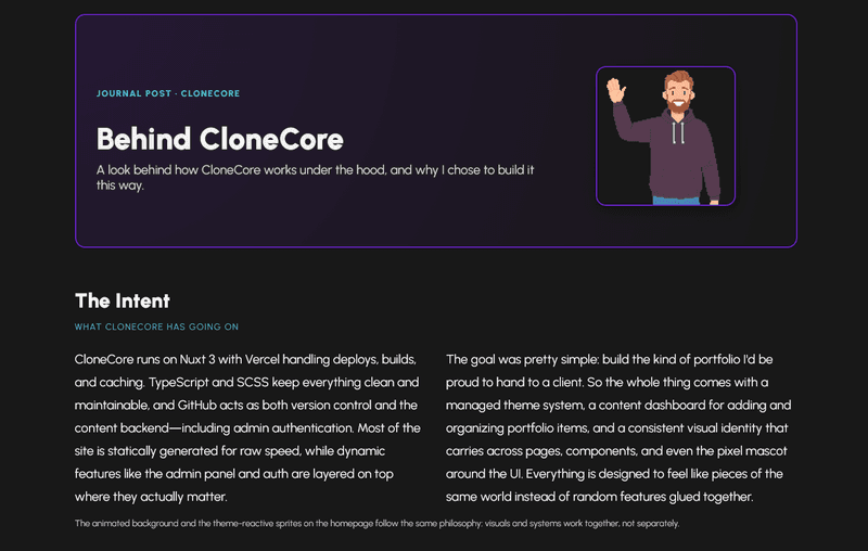 CloneCore Portfolio BTS