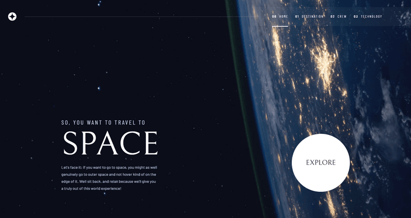 Space Tourism Landing Page